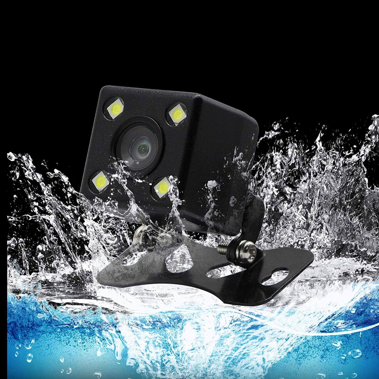 Car Rear View Camera - Universal 4 LED Night Vision Backup Parking Reverse Camera, Waterproof, 170° Wide Angle HD Color Image for Car Rear View