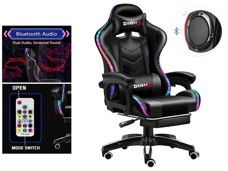 Gaming Chair with RGB Lights – Ergonomic Gaming Chair with Footrest & Speakers