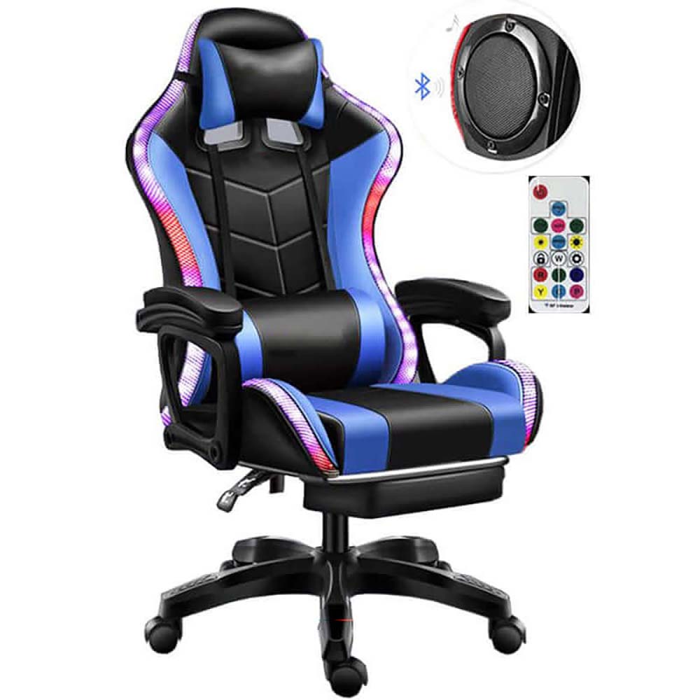 Gaming Chair with RGB Lights - Ergonomic Gaming Chair with Footrest & Speakers