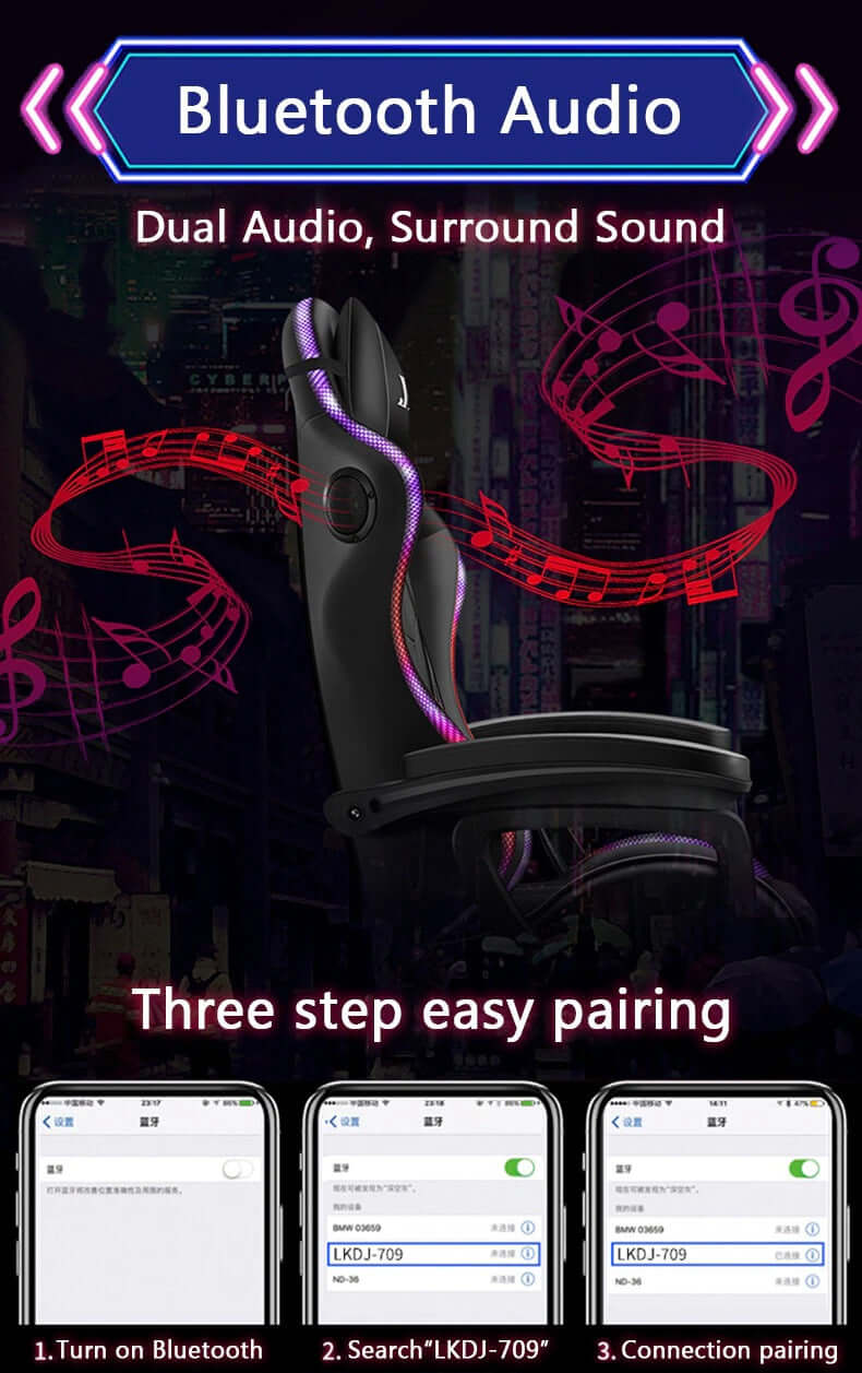 Gaming Chair with RGB Lights – Ergonomic Gaming Chair with Footrest & Speakers