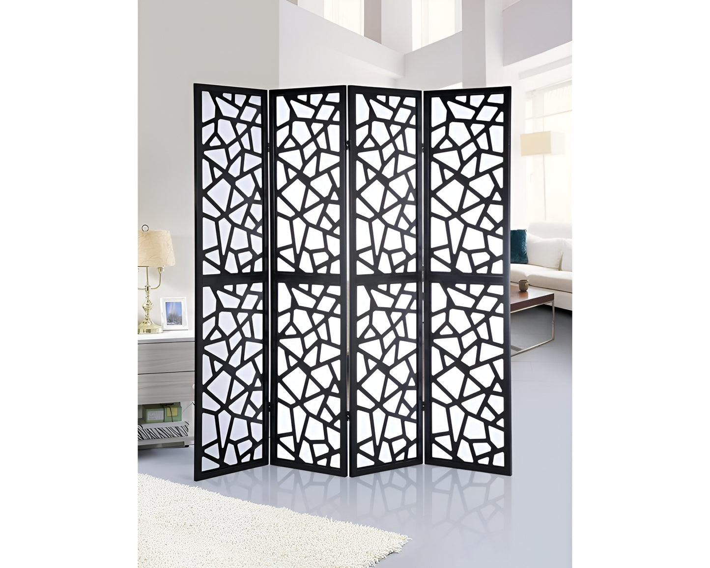 4 Panel Wood Frame Screen Room Divider
