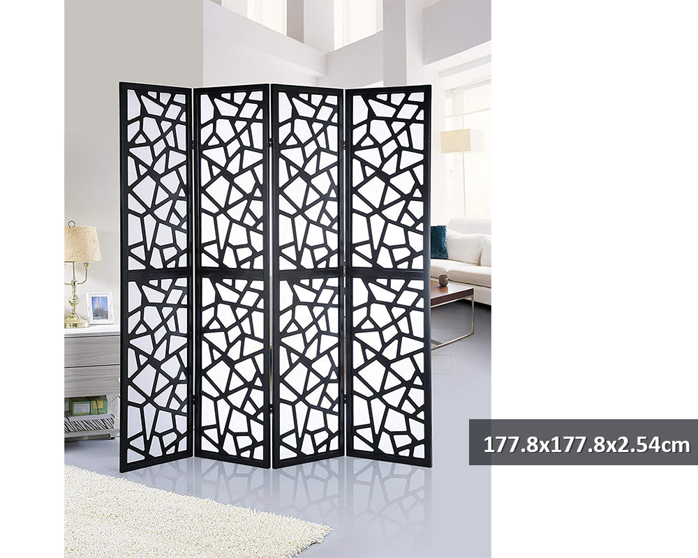 4 Panel Wood Frame Screen Room Divider