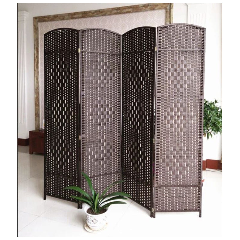 Rattan Room Divider Folding Screen - 4 Panels