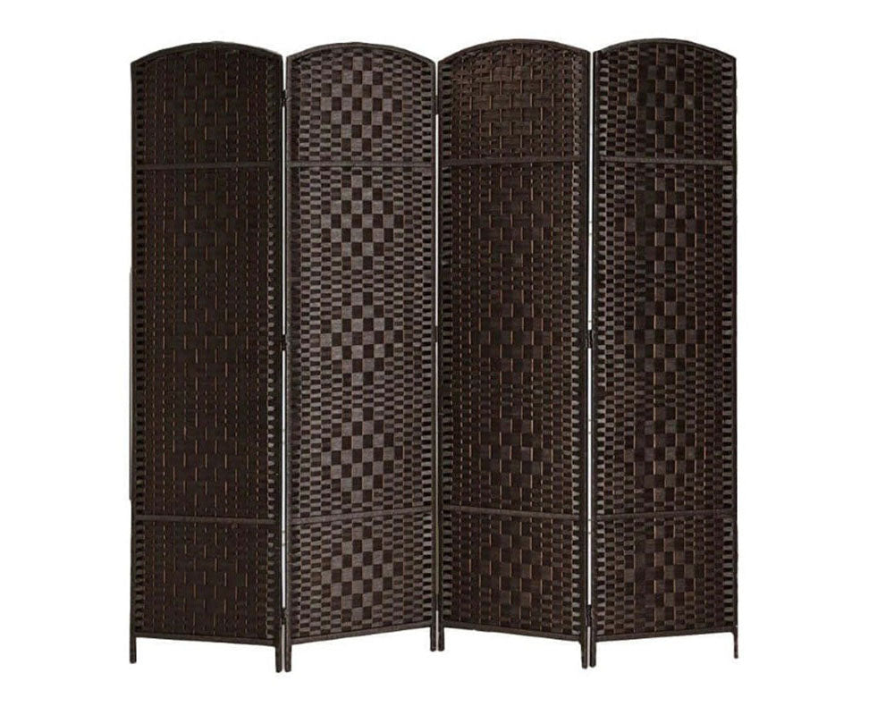 Rattan Room Divider Folding Screen - 4 Panels