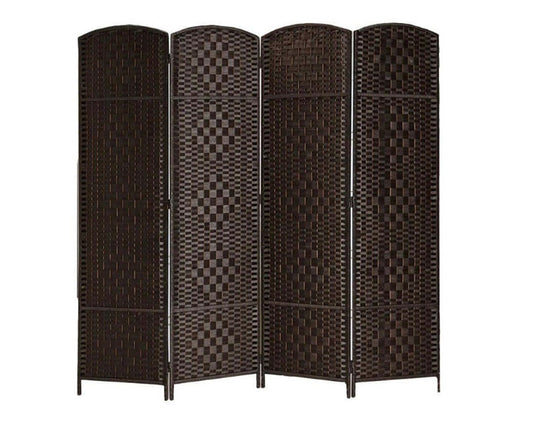 Rattan Room Divider Folding Screen - 4 Panels