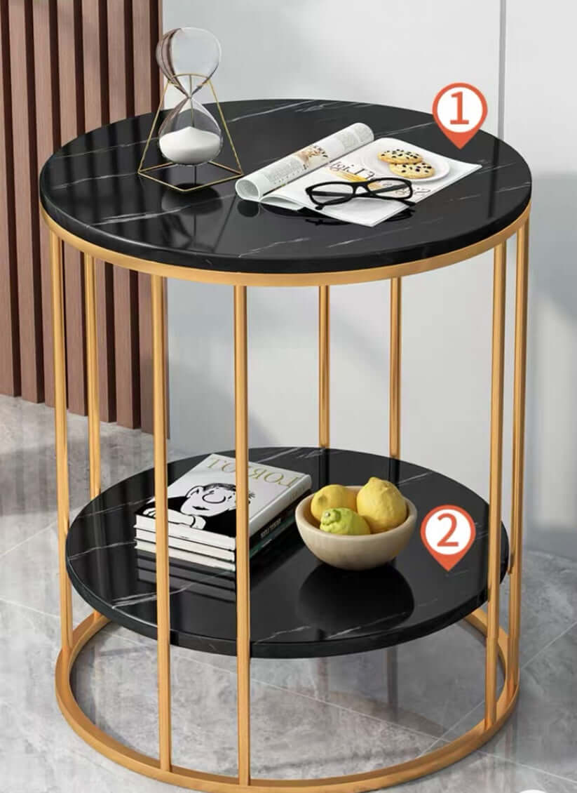 Coffee Table with Marble Texture – Modern Coffee Table with Storage