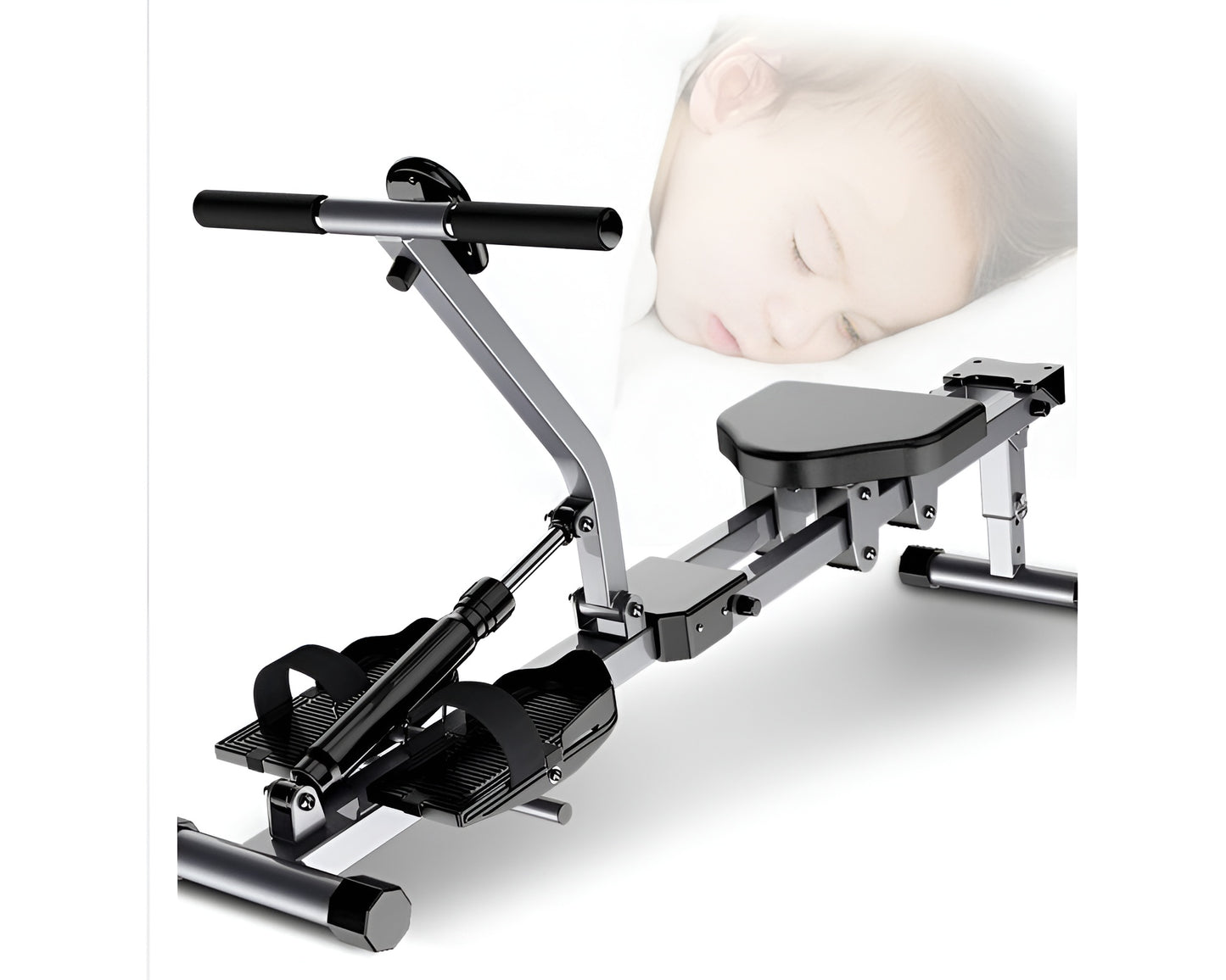 Indoor Foldable Rowing Machine with 12 Adjustable Resistance - Home Gym Rowing Workout Fitness Equipment