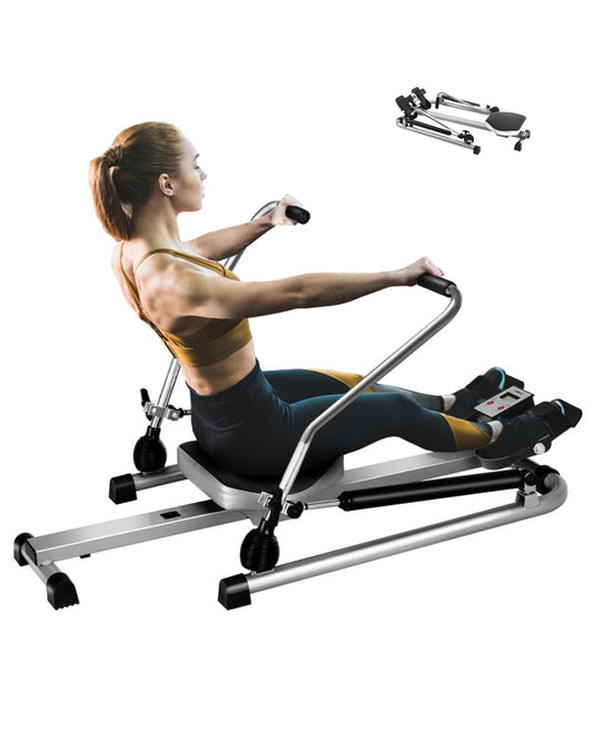 Hydraulic Rowing Machine, Full Motion Folding Rower with LCD Monitor