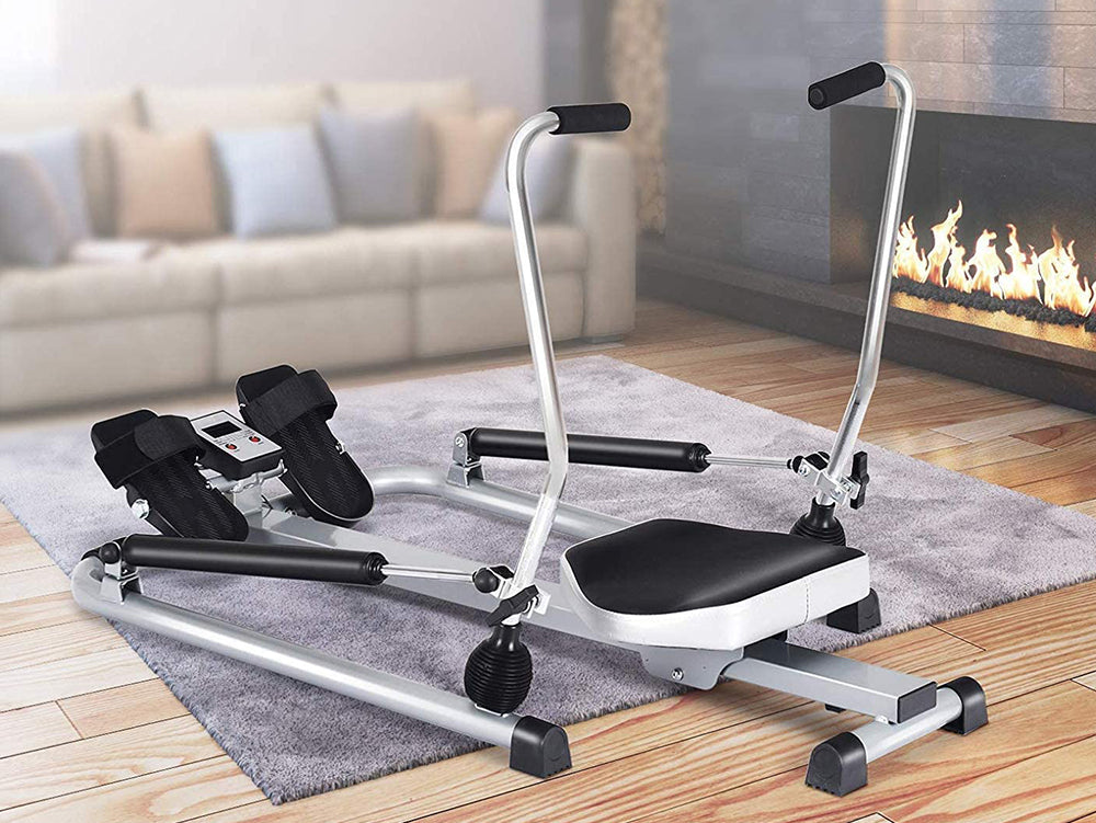 Hydraulic Rowing Machine, Full Motion Folding Rower with LCD Monitor