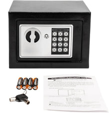 Electronic Digital Safe Box, 17E Home Use Electronic Password Steel Plate Safe Box with Keys Cabinet Safes