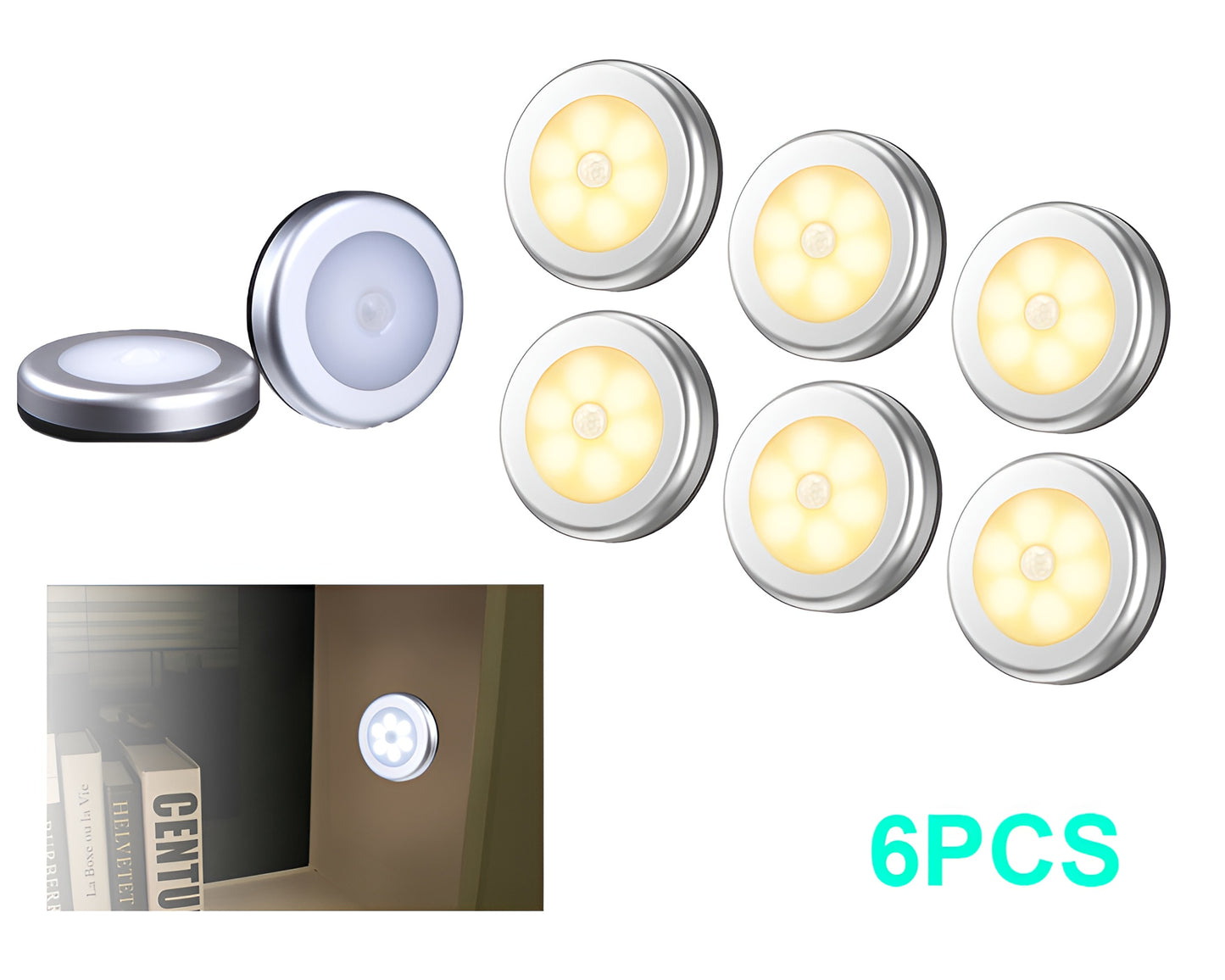 LED Closet Night Light with Motion Sensor - Pack of 6