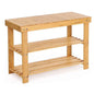 Bamboo Shoe Rack Bench 3-Tier - Free Standing Wood Shoe Storage