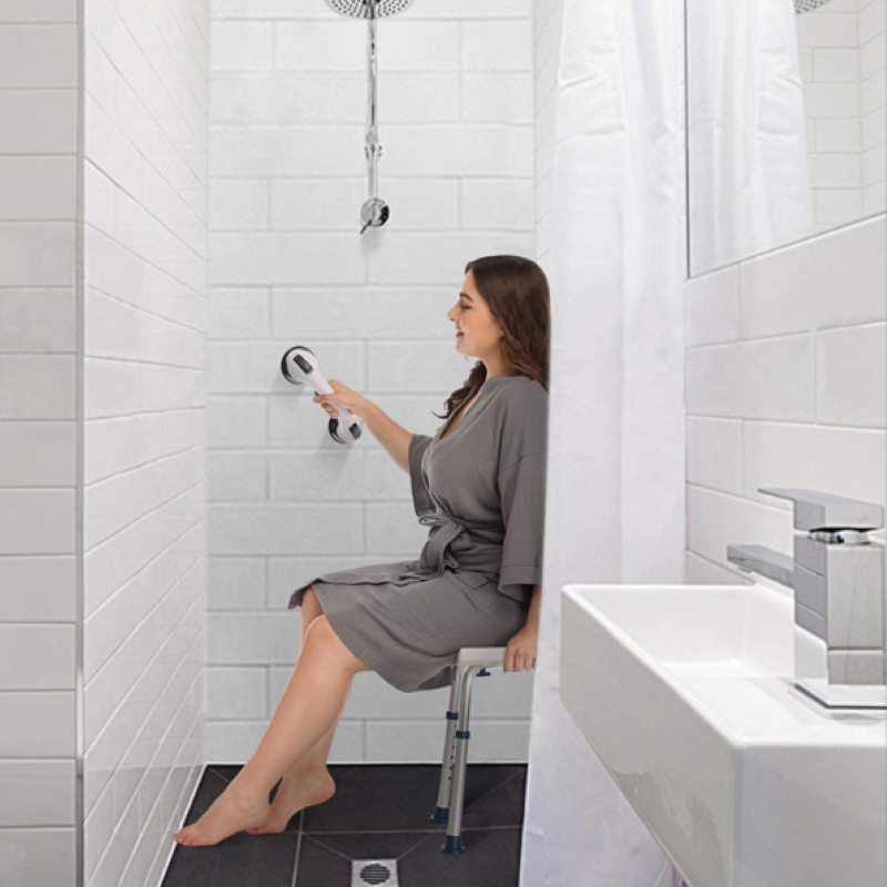 Adjustable Bath and Shower Chair with Non-Slip Seat – White