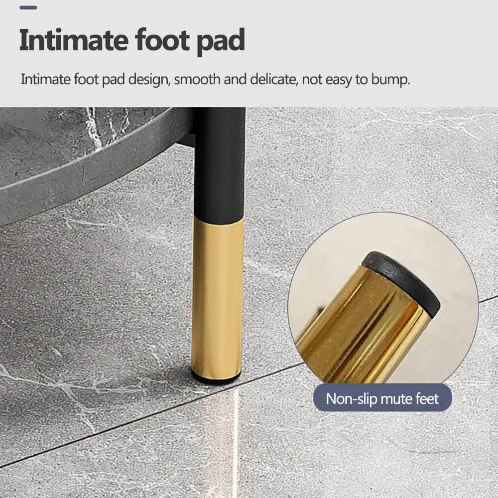 Round End Table Side Table – Double Layer Imitation Marble Coffee Table for Small Spaces