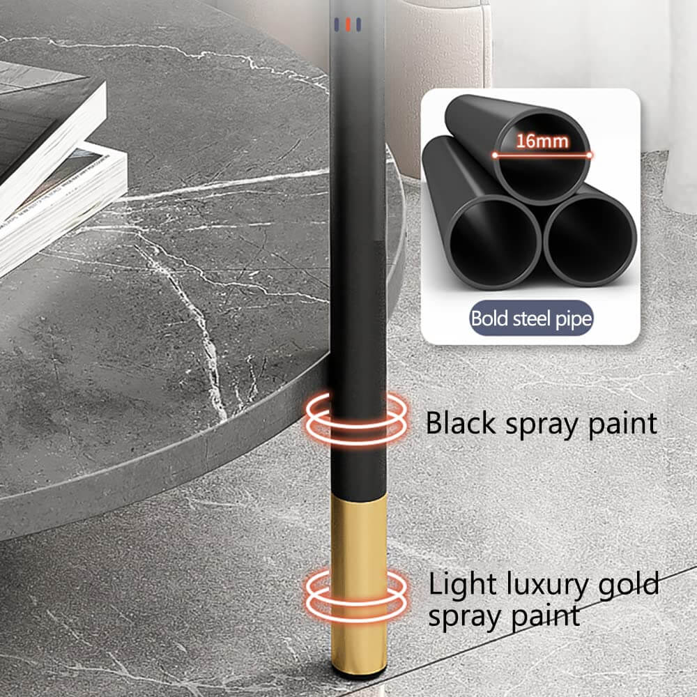 Round End Table Side Table – Double Layer Imitation Marble Coffee Table for Small Spaces