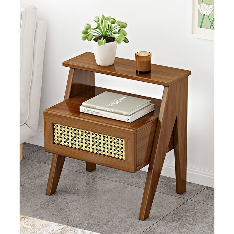 Bedside Table Wooden – Storage Bedside Table with Drawer for Living Room, Bedroom, or Study (50cm)