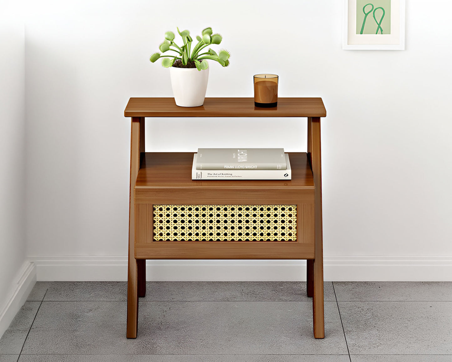Bedside Table Wooden – Storage Bedside Table with Drawer for Living Room, Bedroom, or Study (50cm)