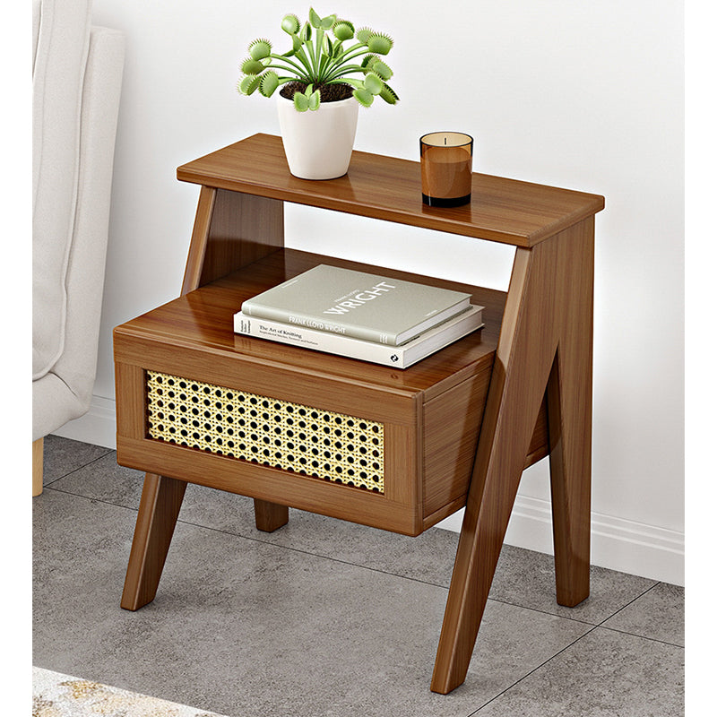 Bedside Table Wooden – Storage Bedside Table with Drawer for Living Room, Bedroom, or Study (50cm)