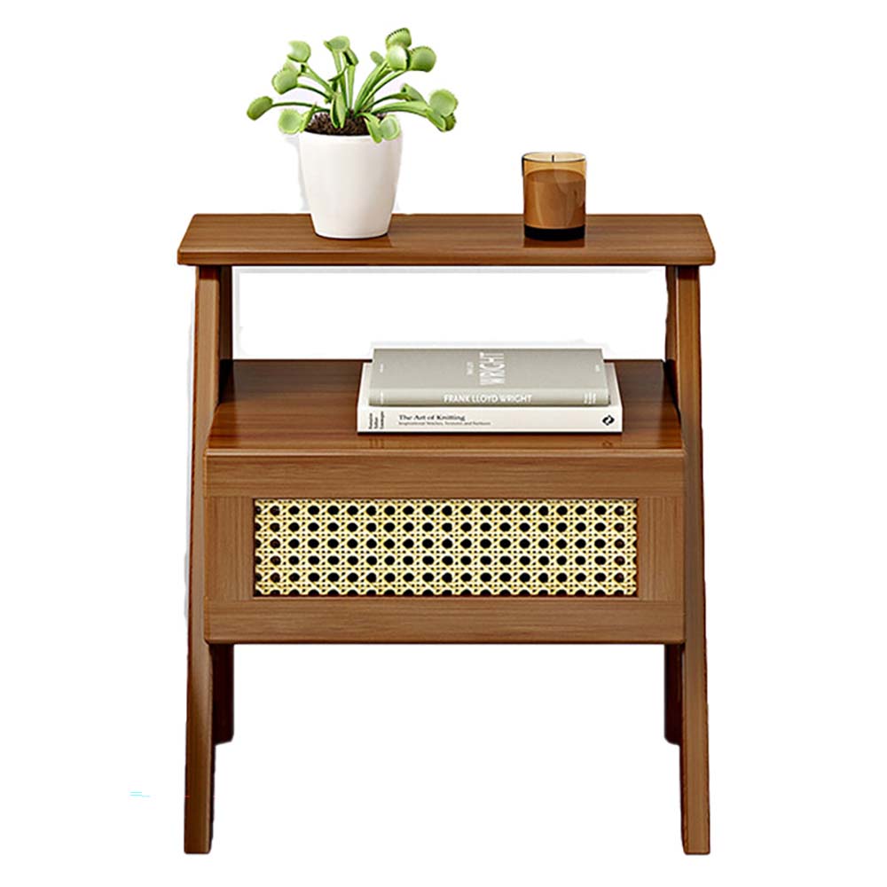 Bedside Table Wooden – Storage Bedside Table with Drawer for Living Room, Bedroom, or Study (50cm)
