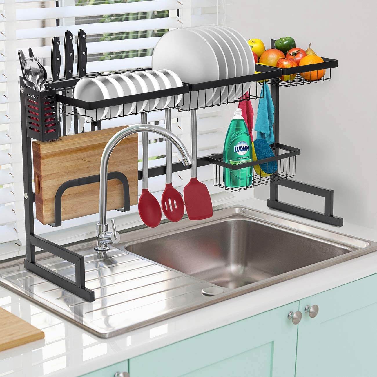 Dish Drying Rack Over Sink Kitchen Supplies Storage Shelf Countertop Space Saver