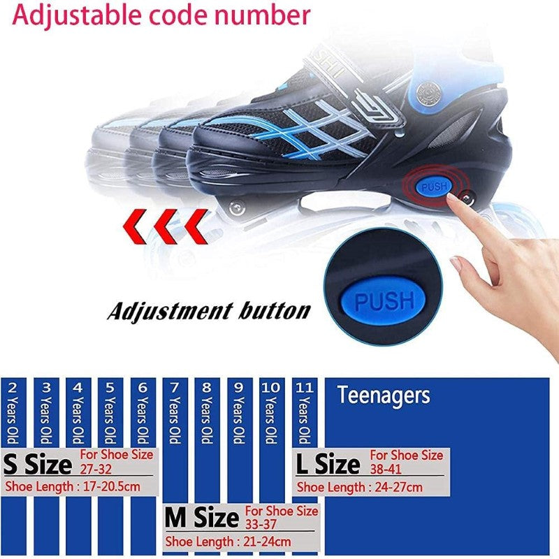 Inline Skates with Luminous Wheels – Adjustable Roller Skates for Kids, Teens, and Adults Size 33-37 Pink