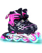 Inline Skates with Luminous Wheels - Adjustable Roller Skates for Kids, Teens, and Adults Size 33-37 Pink