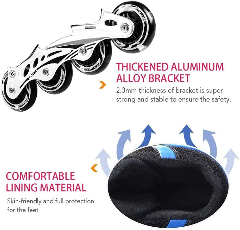 Inline Skates with Luminous Wheels – Adjustable Roller Skates for Kids, Teens, and Adults Size 33-37 Pink