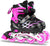 Inline Skates with Luminous Wheels – Adjustable Roller Skates for Kids, Teens, and Adults Size 33-37 Pink
