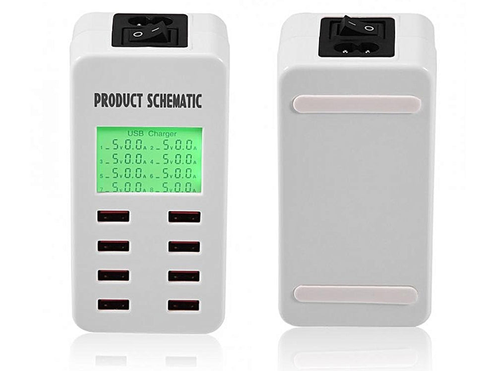 40W 8 Port Smart USB Charger Station with LCD Display