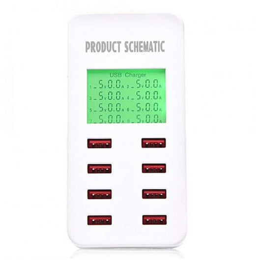 40W 8 Port Smart USB Charger Station with LCD Display for Cellphones (AU Plug)