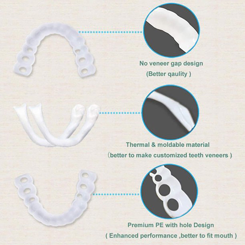 Teeth Veneers - Perfect Smile Upper & Lower Temporary Veneers for Instant Cosmetic Smile Enhancement