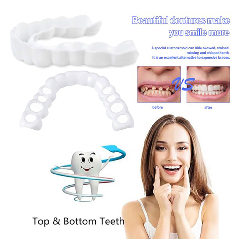Teeth Veneers - Perfect Smile Upper & Lower Temporary Veneers for Instant Cosmetic Smile Enhancement