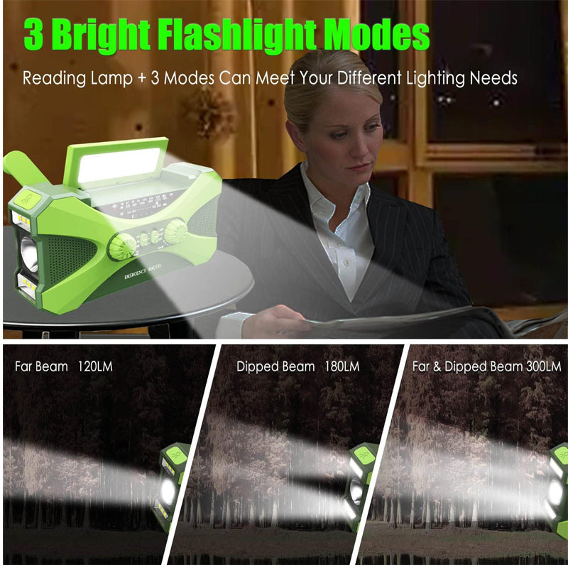 10000mAh Emergency Hand Crank Radio – Multifunctional Survival Radio with Weather Alerts, Flashlight, and Phone Charger