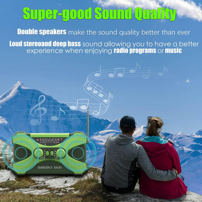 10000mAh Emergency Hand Crank Radio – Multifunctional Survival Radio with Weather Alerts, Flashlight, and Phone Charger