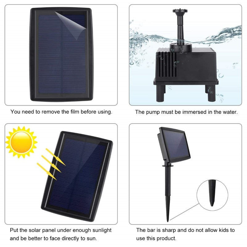 Solar Powered Water Pump Pond Garden Submersible Fountains