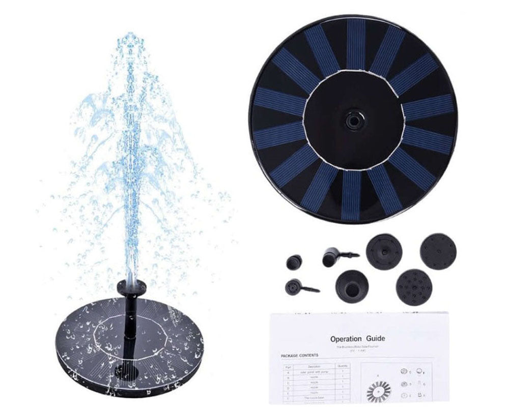 Solar Water Fountain - Floating Solar Powered Pond and Garden Water Pump Fountain Kit