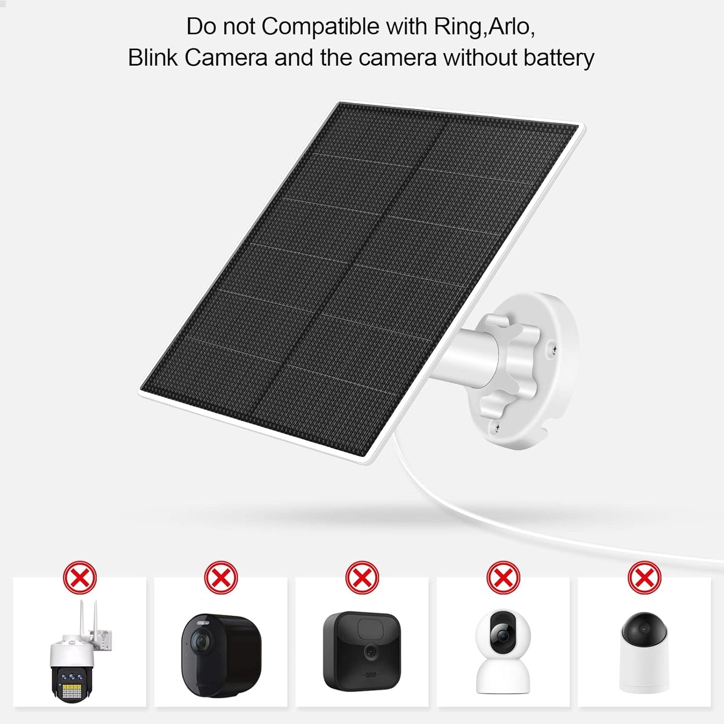 Solar Panel for Security Camera CCTV Surveillance System with Rechargeable Battery IP65 Waterproof Adjustable Bracket