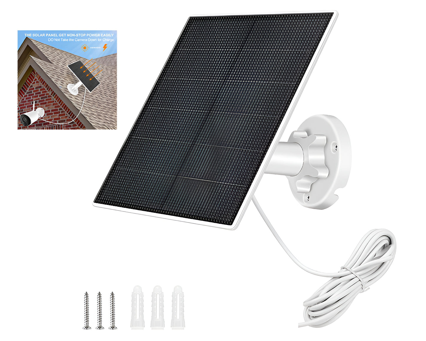 Solar Panel for Security Camera CCTV Surveillance System with Rechargeable Battery IP65 Waterproof Adjustable Bracket