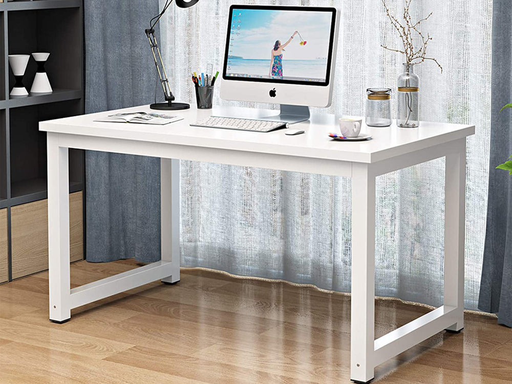Heavy Duty Home Office Sturdy Computer Desk White 120cm