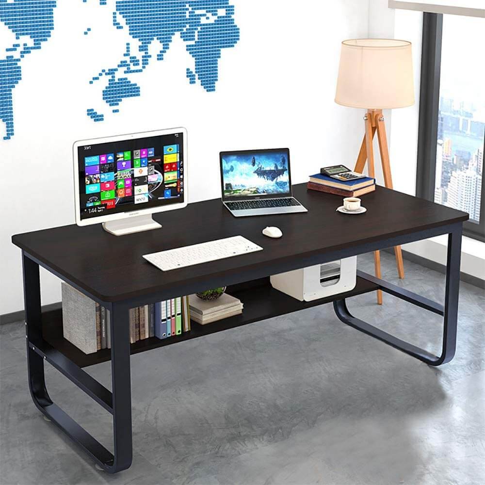 Computer Desk with Storage Bookshelf for Home Office, Desktop Computer Gaming Table Office Workstation