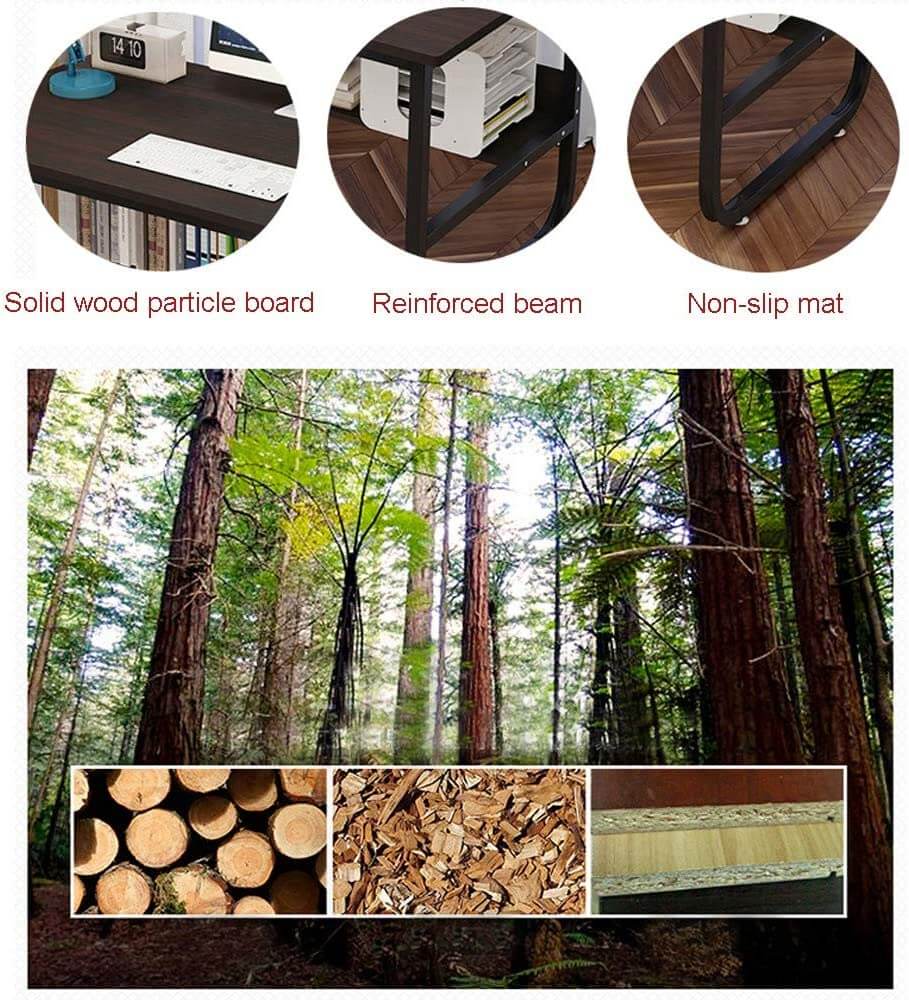 Computer Desk with Storage Bookshelf for Home Office, Desktop Computer Gaming Table Office Workstation