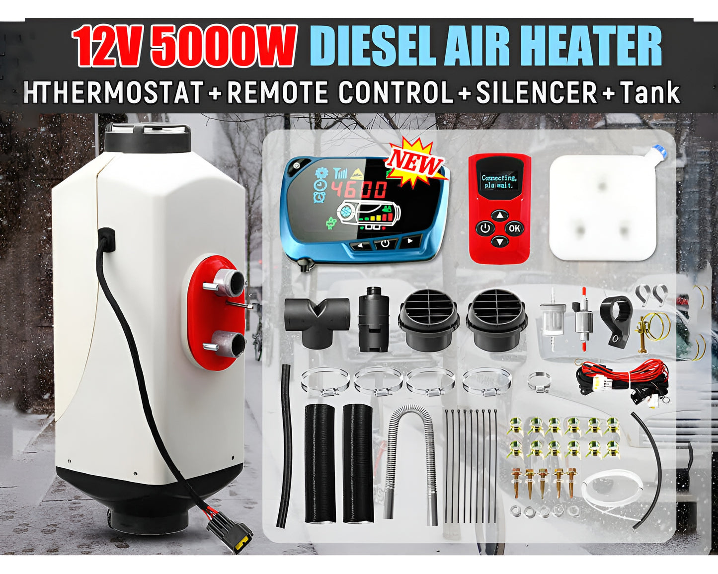 Diesel Air Heater 5kW 12V with LCD Switch