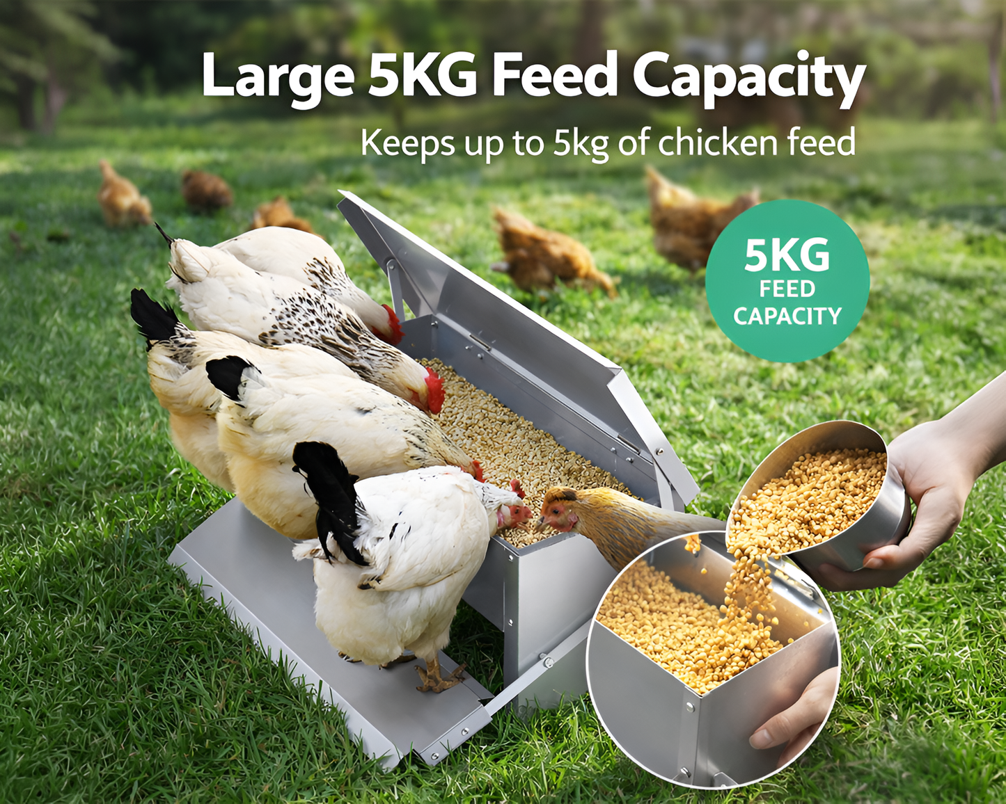 5KG Automatic Chicken Feeder Outdoor Poultry Treadle Feeder