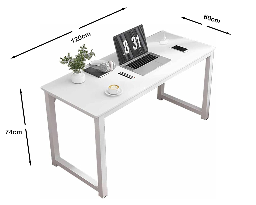 Heavy Duty Home Office Sturdy Computer Desk White 120cm