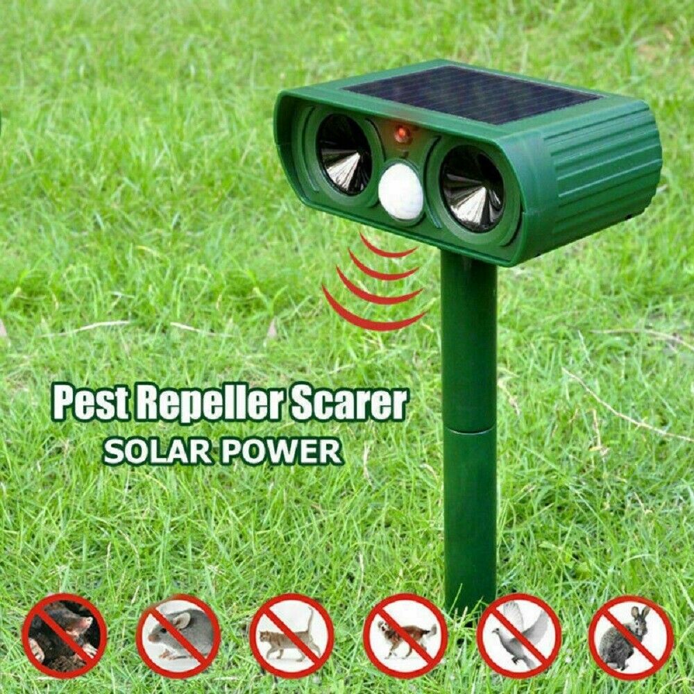 Ultrasonic Solar Powered Insect Animal Repeller PIR Dog Cat Scarer