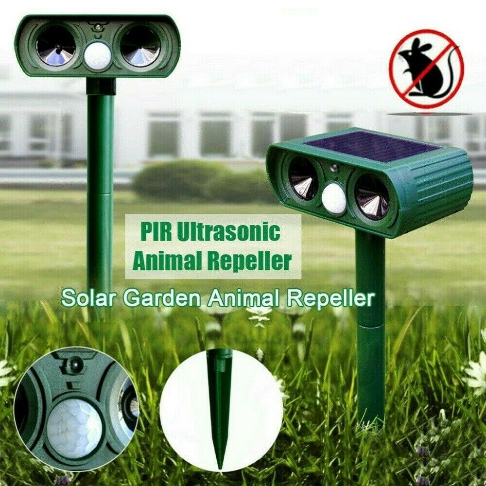 Ultrasonic Solar Powered Insect Animal Repeller PIR Dog Cat Scarer