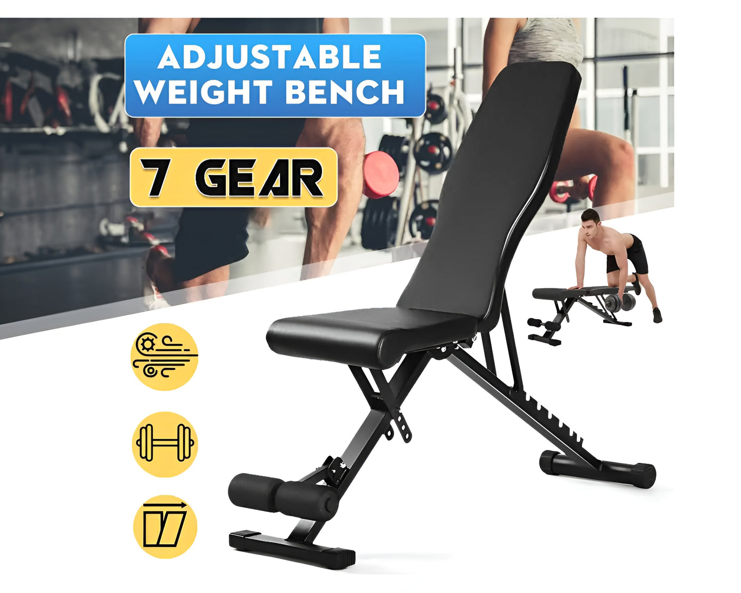 Weight Bench, Adjustable Utility Exercise Workout Bench, Foldable Full Body Incline/Flat/Decline Bench Press for Home Gym