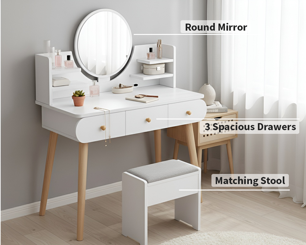 Dressing Table with Mirror and Stool