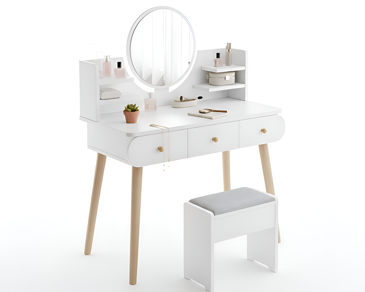 Dressing Table with Mirror and Stool