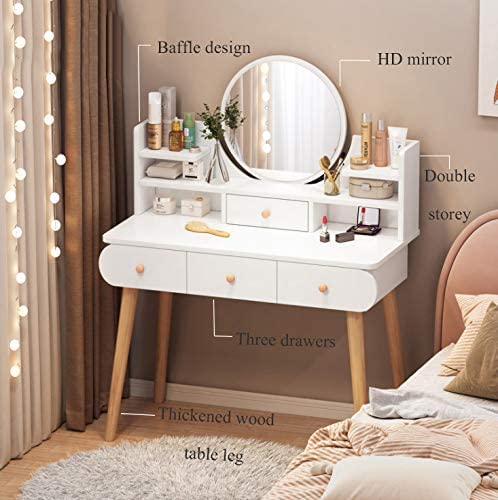 Dressing Table with Mirror and Stool